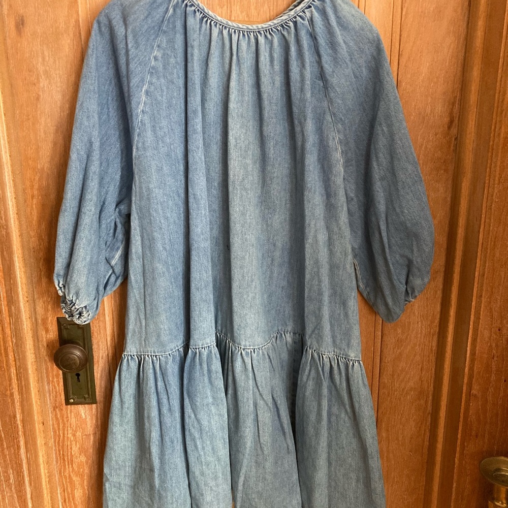H&M Denim Dress W/Wide Puffy Sleeves Women’s XL